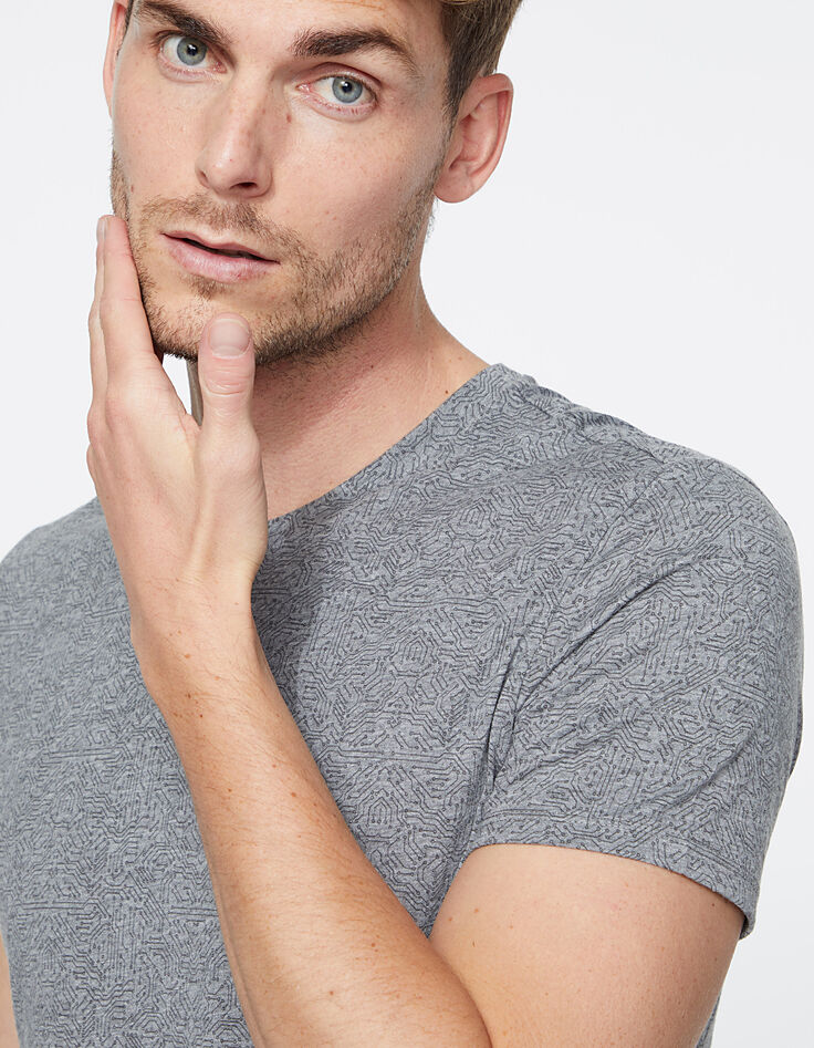 Men’s slate grey circuit-print T-shirt-4
