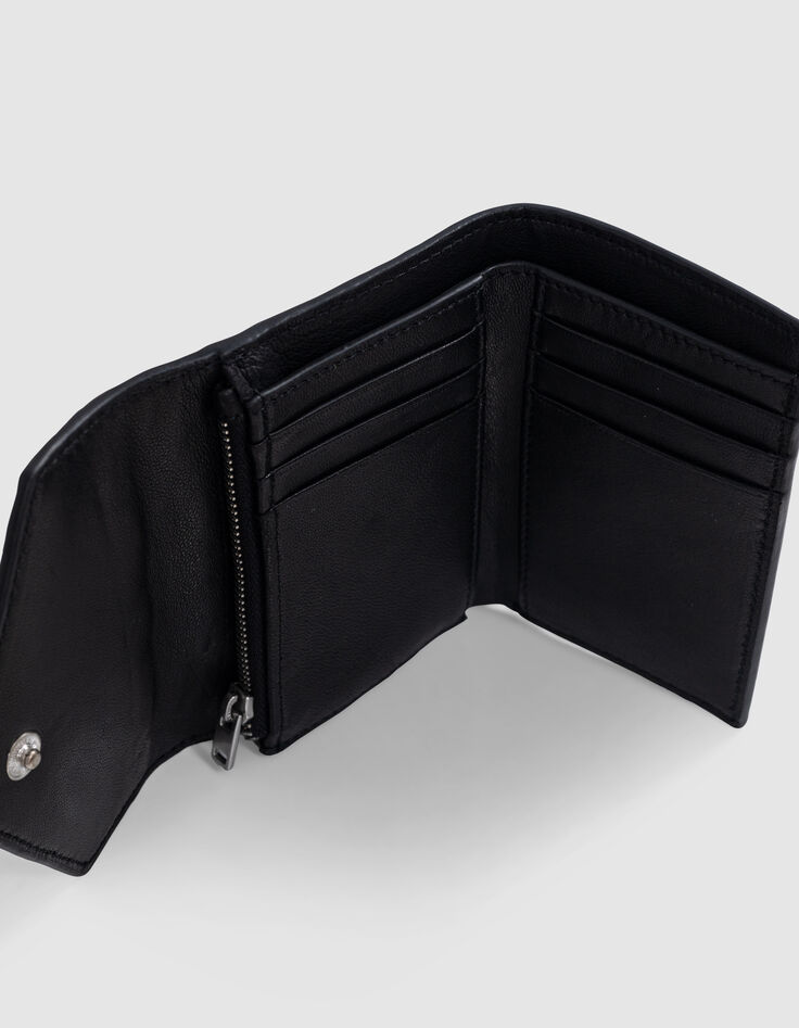 Mini portefeuille 1440 noir cuir matelassé Femme-5