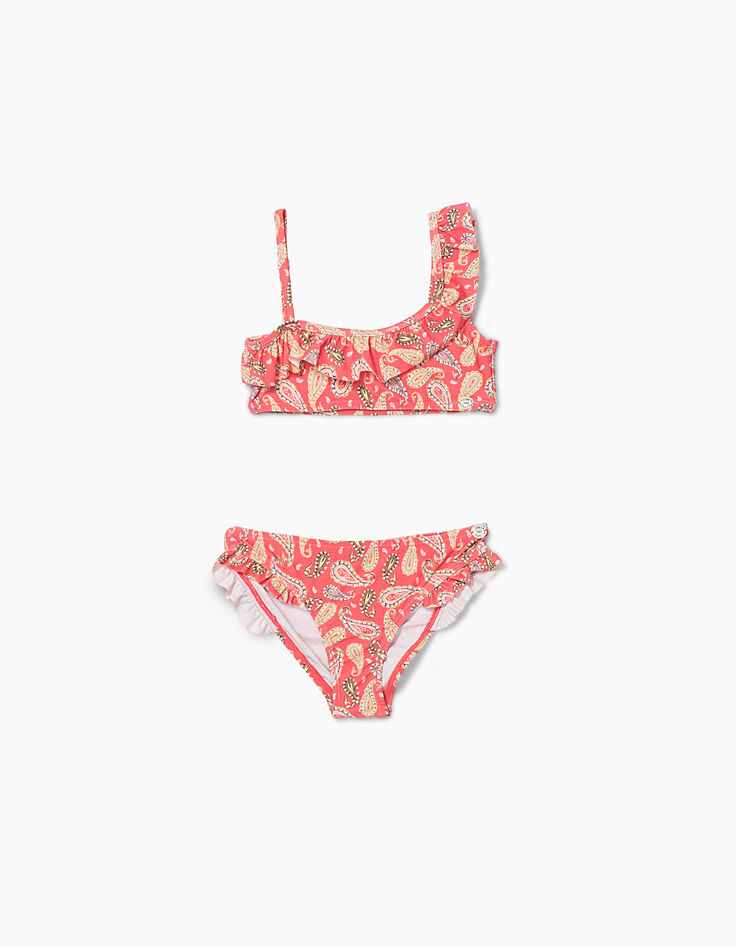 Maillot de bain 2 pièces rose imprimé fille -1
