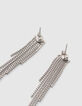 Pendientes flecos metal plateado mujer-3