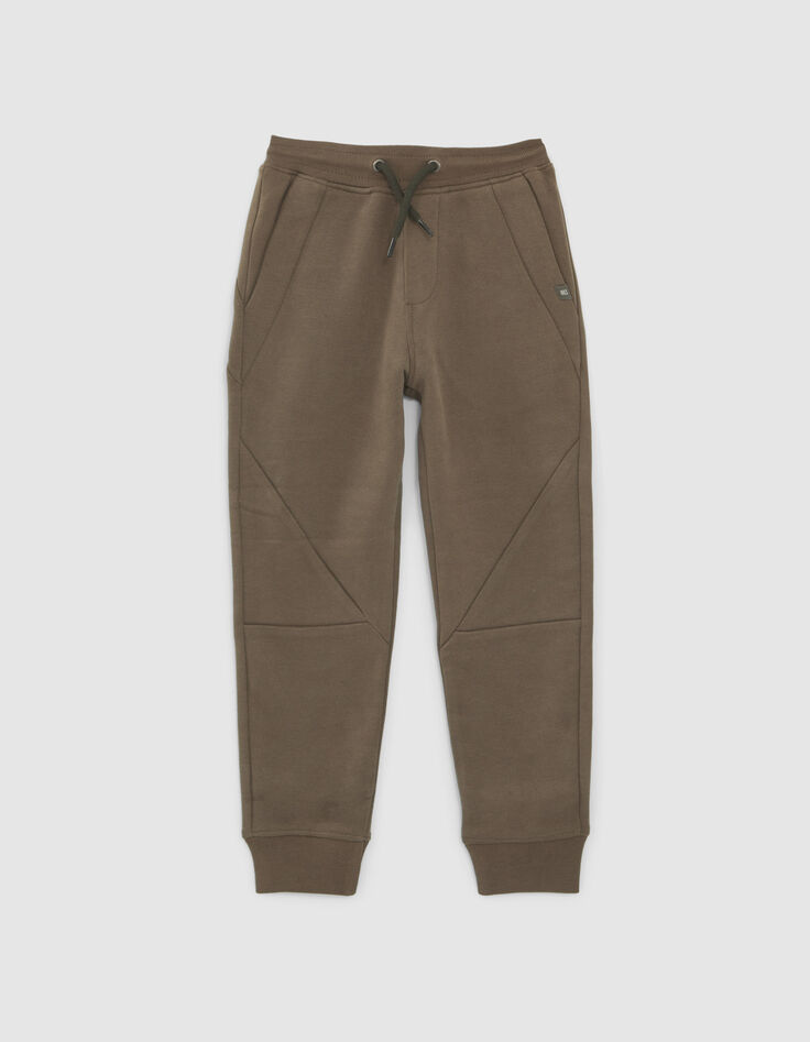Khakifarbene Jungen-Jogginghose mit Abn&auml;hern-1
