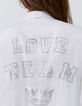 Chemise blanche satinée message à strass dos Femme-4