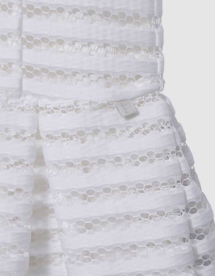 Robe patineuse blanche rayures ajourées dentelle fille-6