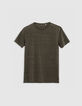 Men’s khaki semi-plain rolled neck T-shirt-6