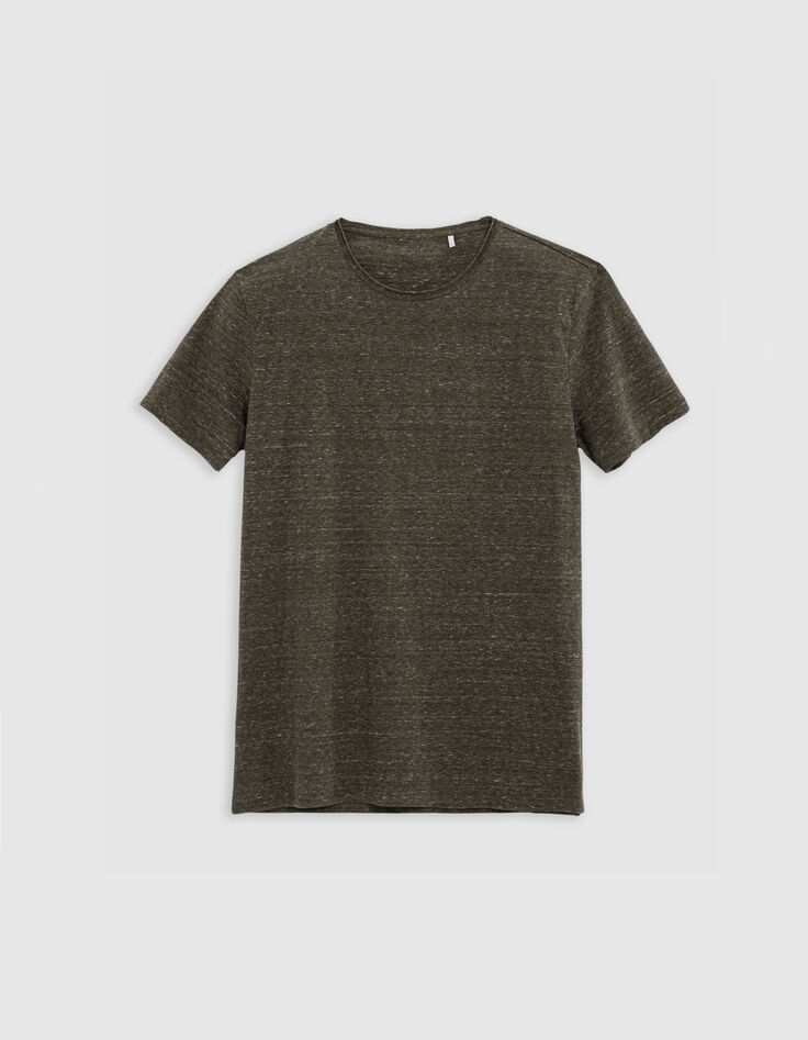 Men’s khaki semi-plain rolled neck T-shirt-6