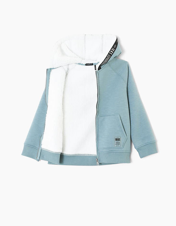 Cardigan vert de gris à capuche IKKS Experience garçon -2 Cardigan vert de gris à capuche IKKS Experience garçon -2