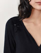 T-shirt noir en viscose détails broderie sequins épaules femme-4