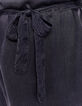 Robe noire col tunisien et perles ceinture amovible femme-3