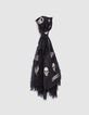 Fular gris jacquard calaveras mujer-1