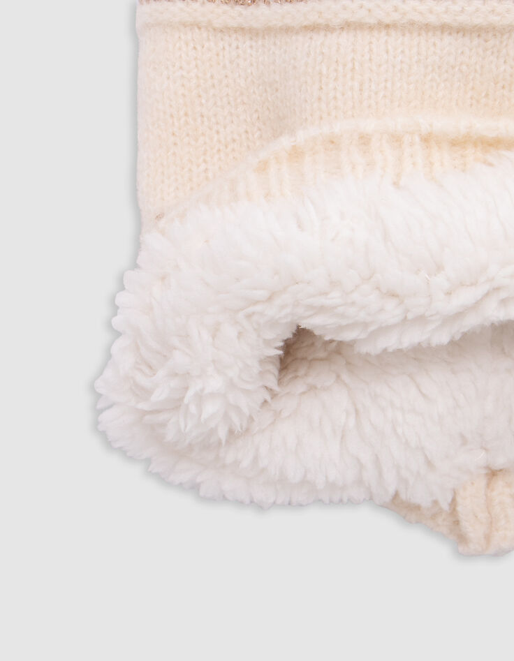 Ecru lurex gestreifte Strickmütze Baby Mädchen-5