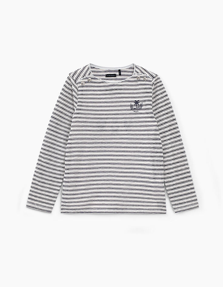 2-in-1-Mädchen-T-Shirt mit Streifen und Top mit Stickerei-2