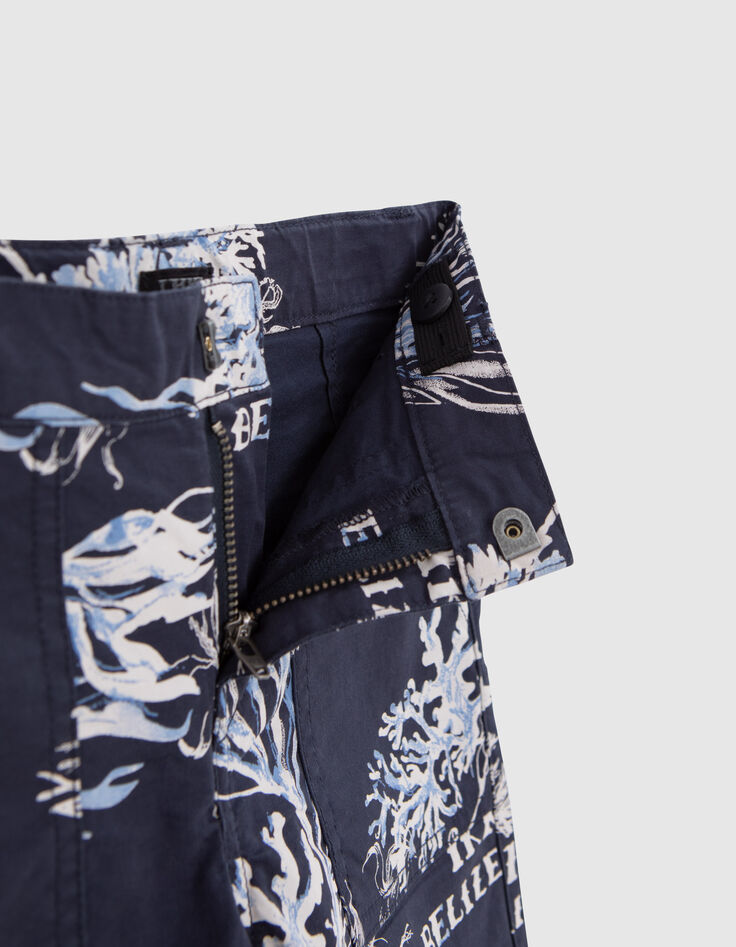 Boys’ navy Bermuda shorts with coral and anchor print-6