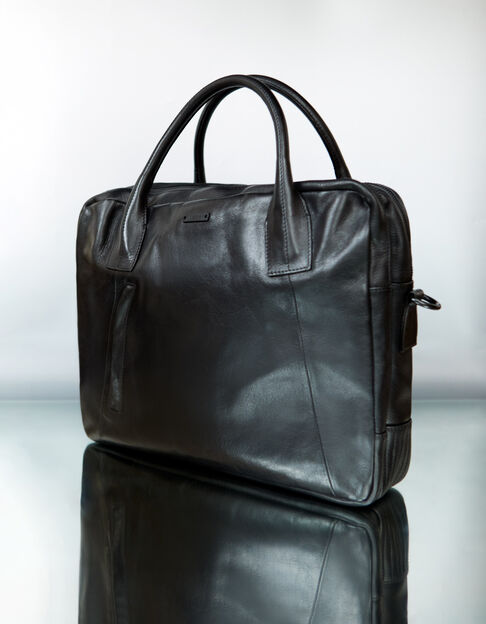 Sac noir en cuir homme