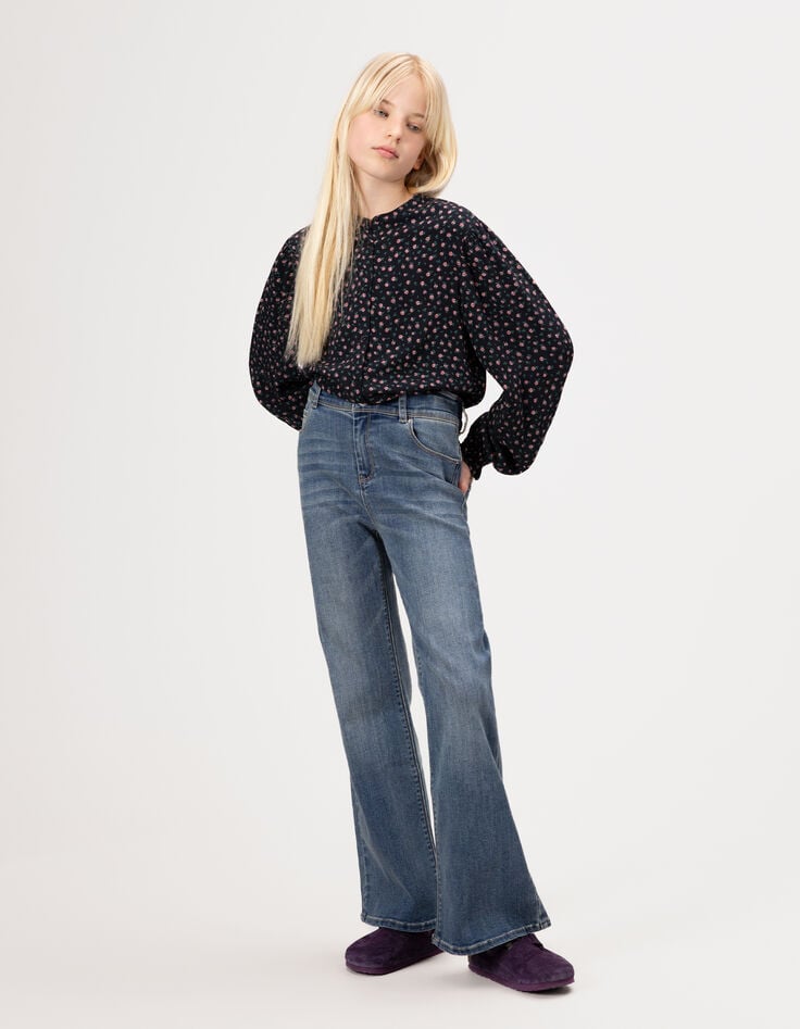Blaue FLARE-Mädchenjeans Waterless-1 Blaue FLARE-Mädchenjeans Waterless-1