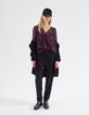 Cardigan noir mi-long broderie dos femme-6
