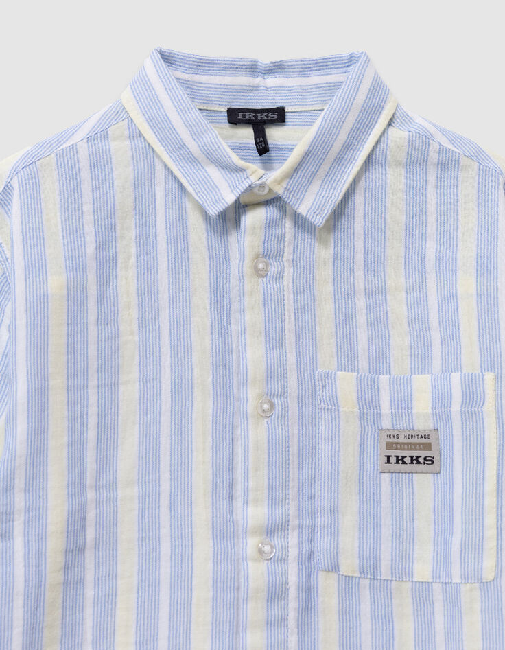 Camisa azul con estampado de rayas para ni&ntilde;o-2