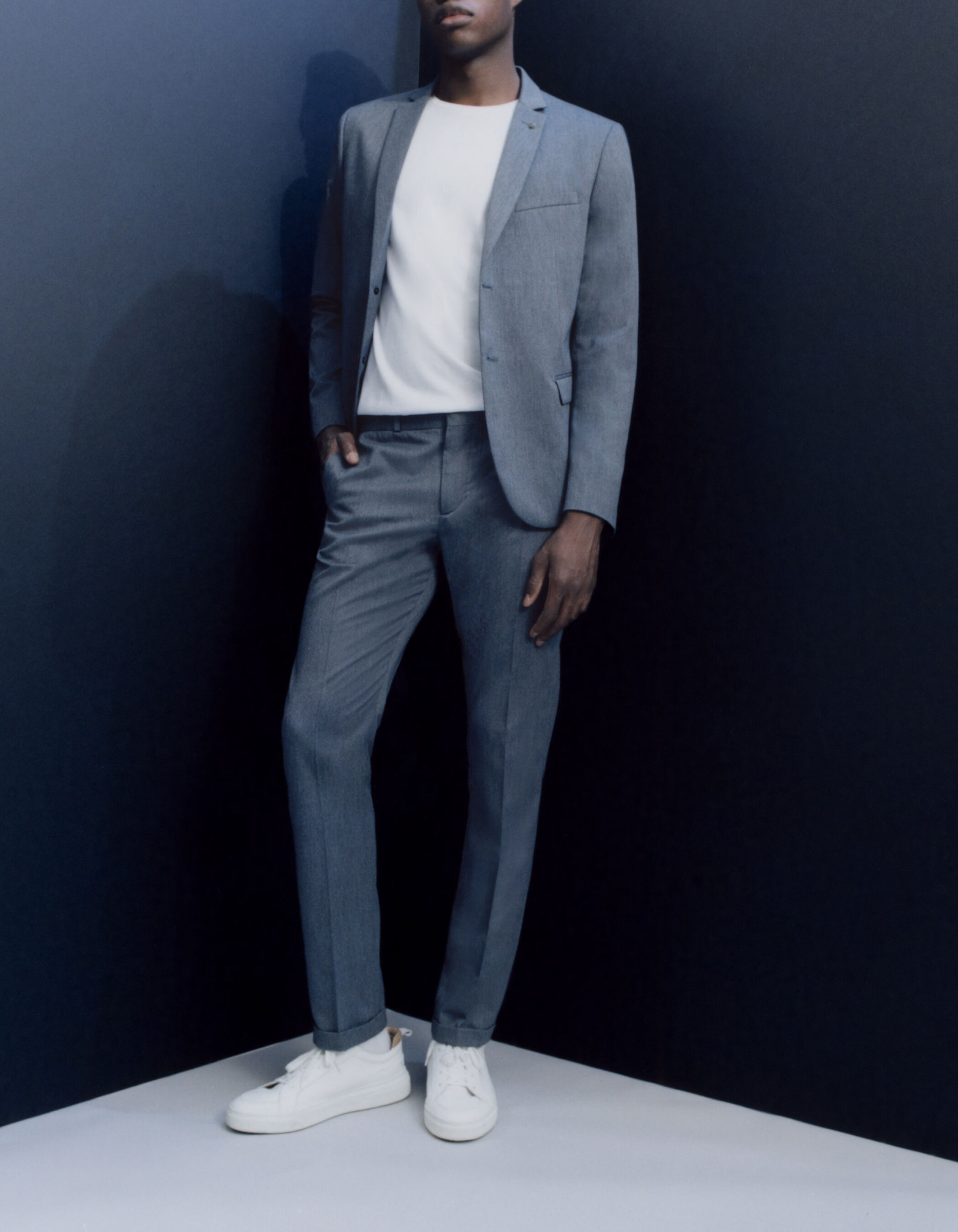 Pantalon de costume indigo effet denim Homme