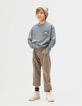 Blauw T-shirt lange mouwen biokatoen tricot zak jongens-3