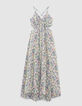 Robe longue écrue dos-nu imprimé ikat losanges Femme-8