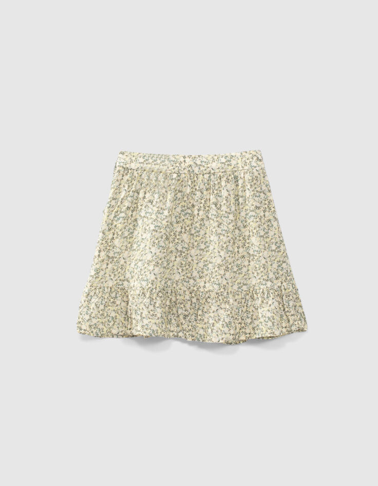 Jupe courte écrue imprimé fleurs Ecovero® fille -3