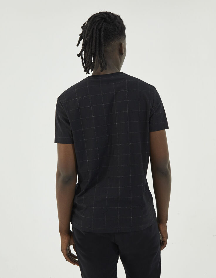 Tee-shirt noir à carreaux IKKS BETTER Homme-3