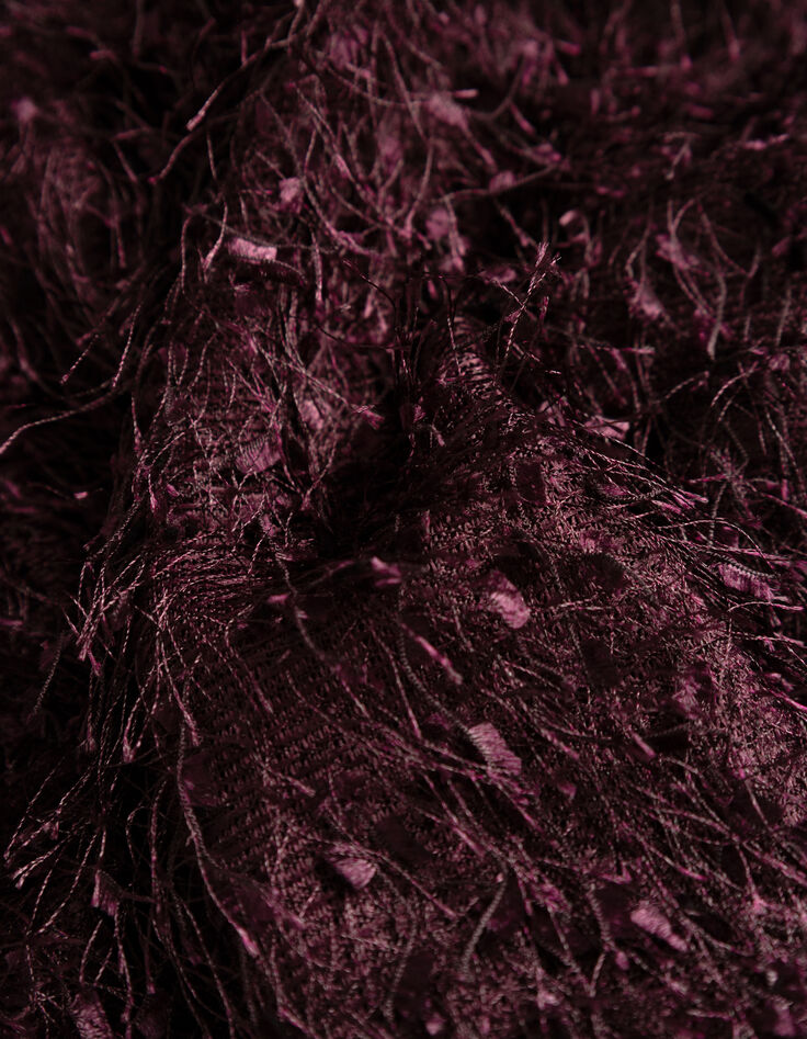 Top cropped sin mangas burdeos pluma mujer-6