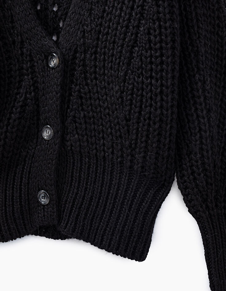 Zwart damesvest donzig tricot-2