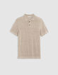 Polo beige tricot ajouré fantaisie Homme-7