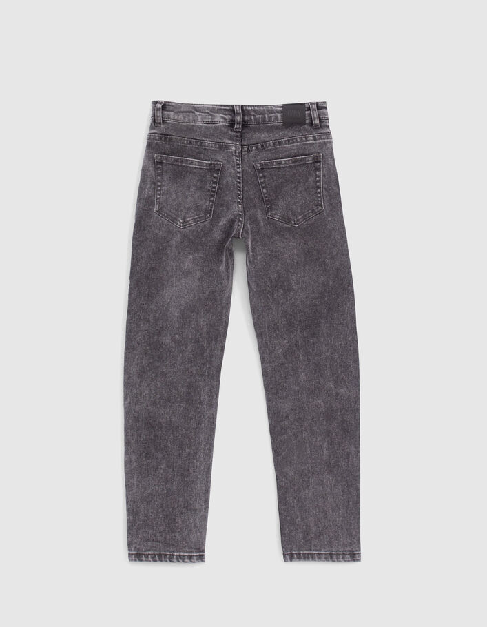 Boys’ medium grey relaxed jeans with placed worn patches - IKKS