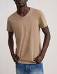 L‘Essentiel Herren-T-Shirt beige Bio-Baumwolle V-Kragen-1