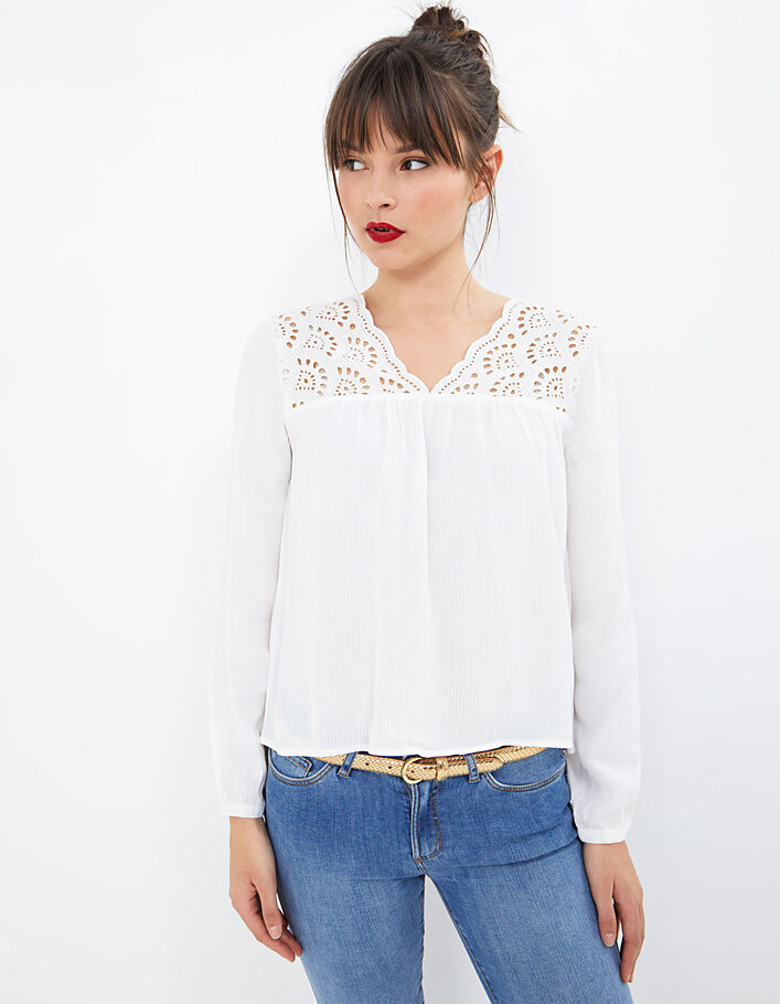 Gebroken witte blouse broderie anglaise I.Code - I.CODE