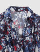 Marineblauwe jurk gerecycleerd batik-print Dames-7
