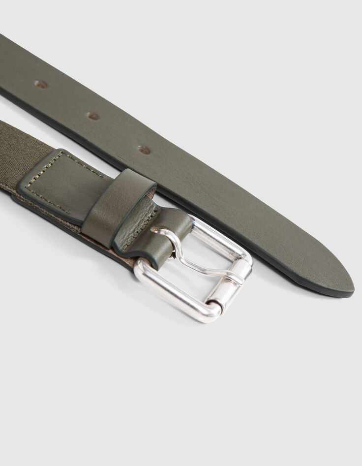 Men’s khaki textile belt with metal buckle-3