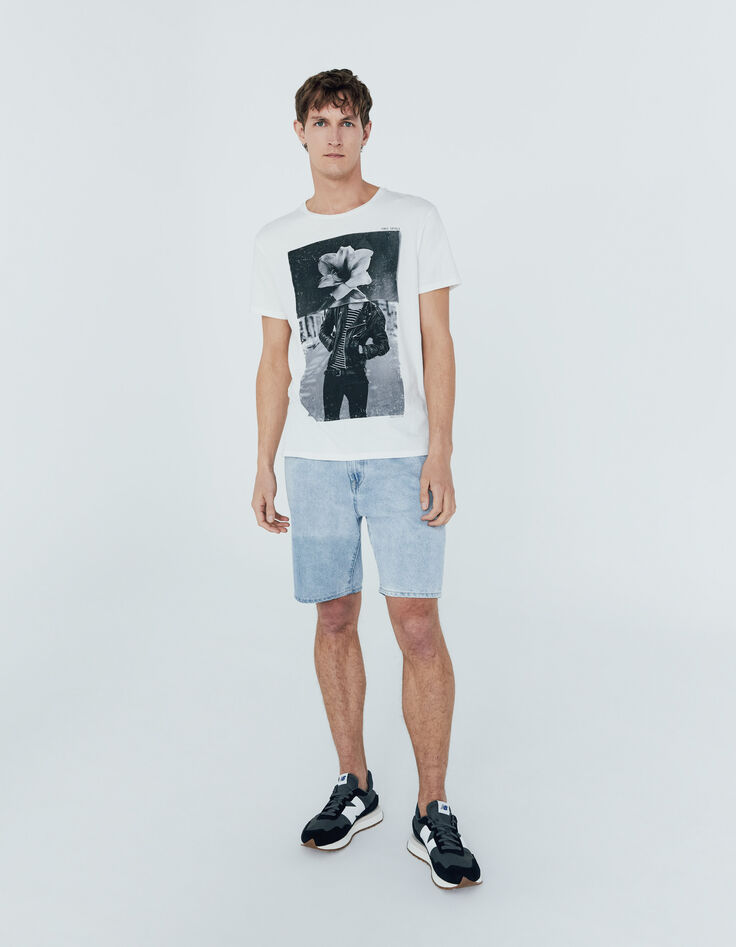 Herren-T-Shirt in Off White, Rocker-Blumen-Motiv, Bio-6