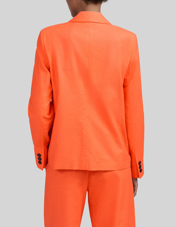 Orangefarbener Damenblazer aus Baumwolle und Leinen-3