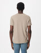 T-shirt encolure V beige coton bio flamm&eacute; Homme-3