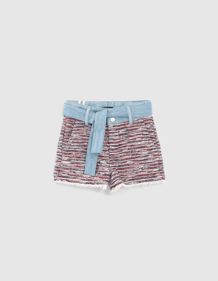 Shorts azul marino mini me lana tweed niña-1