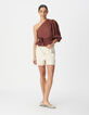 Asymmetrical magnum linen top with basque Women-1