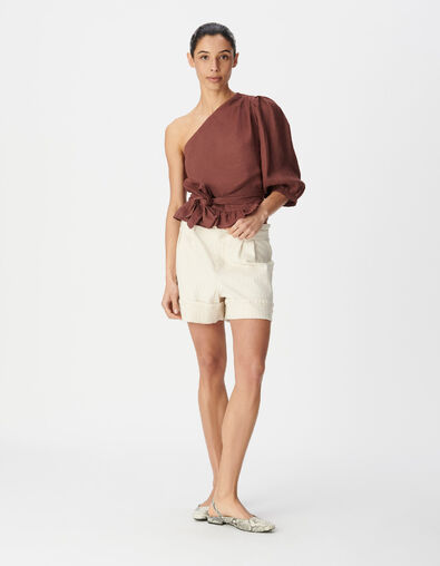 Asymmetrical magnum linen top with basque Women - IKKS
