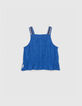 Blaues Jacquard-Mädchentop mit aufgestickten Trägern-3