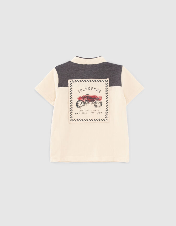 Polo beige maxi coton bio patch au dos bébé garçon-2