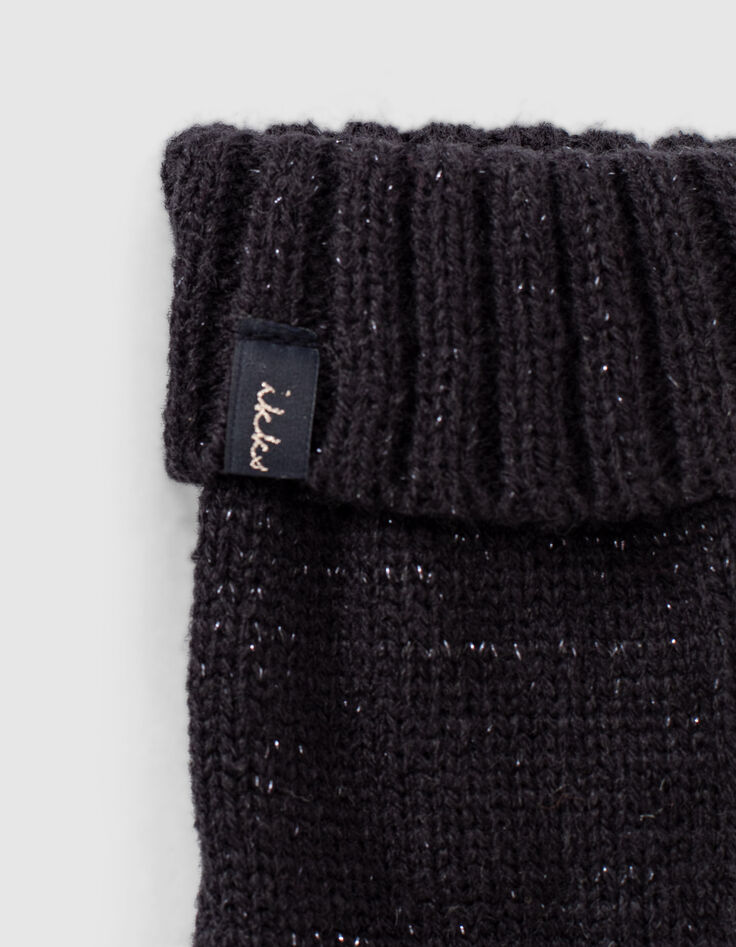 Girls’ dark navy glittery knit gloves-2
