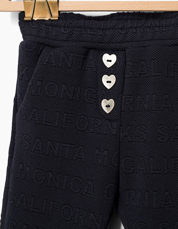 Navy broek in reliëfbreiwerk voor babymeisjes-2