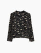 Blouse noire imprimé Sakura et grues sacrées fille-3