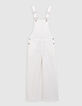 Girls' off-white upcycled denim dungarees-1