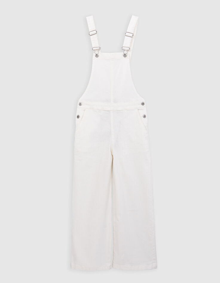 Girls' off-white upcycled denim dungarees-1