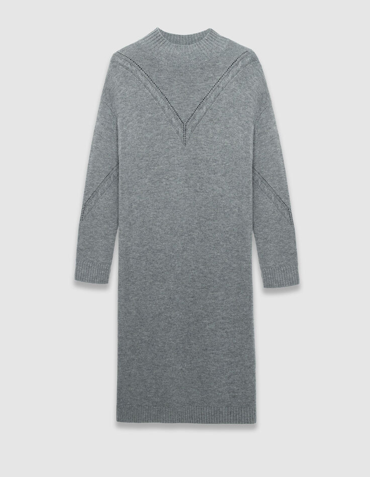 Robe pull grise tricot torsades placées Femme-7 Robe pull grise tricot torsades placées Femme-7