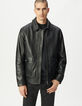 Blouson aviateur noir en cuir sherpa amovible Homme-2