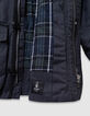 Schwarzer Jungenparka mit vielen Taschen und Velourskragen-9