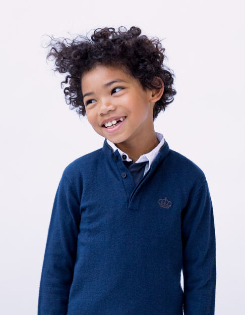 Boys’ navy knit button-neck sweater